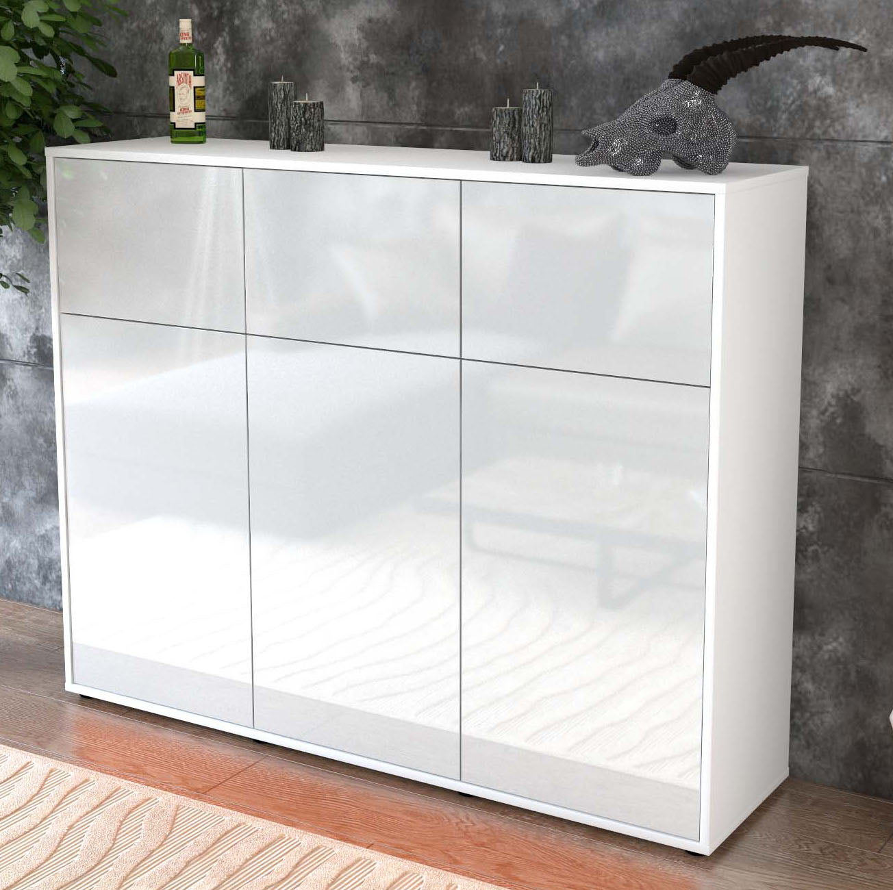 Highboard Marisa, Weiß Studio (136x108x35cm) - Dekati GmbH