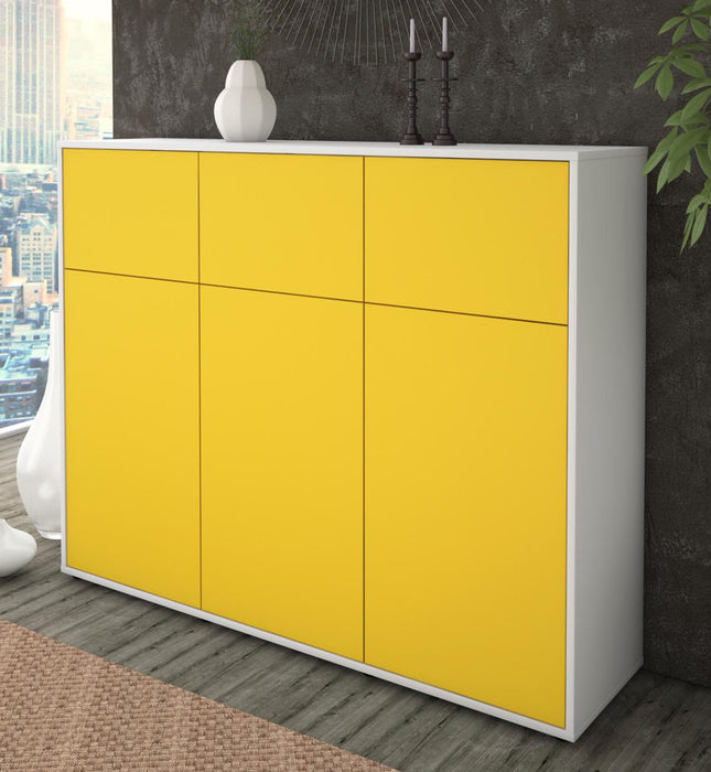 Highboard Marisa, Gelb Studio (136x108x35cm) - Dekati GmbH