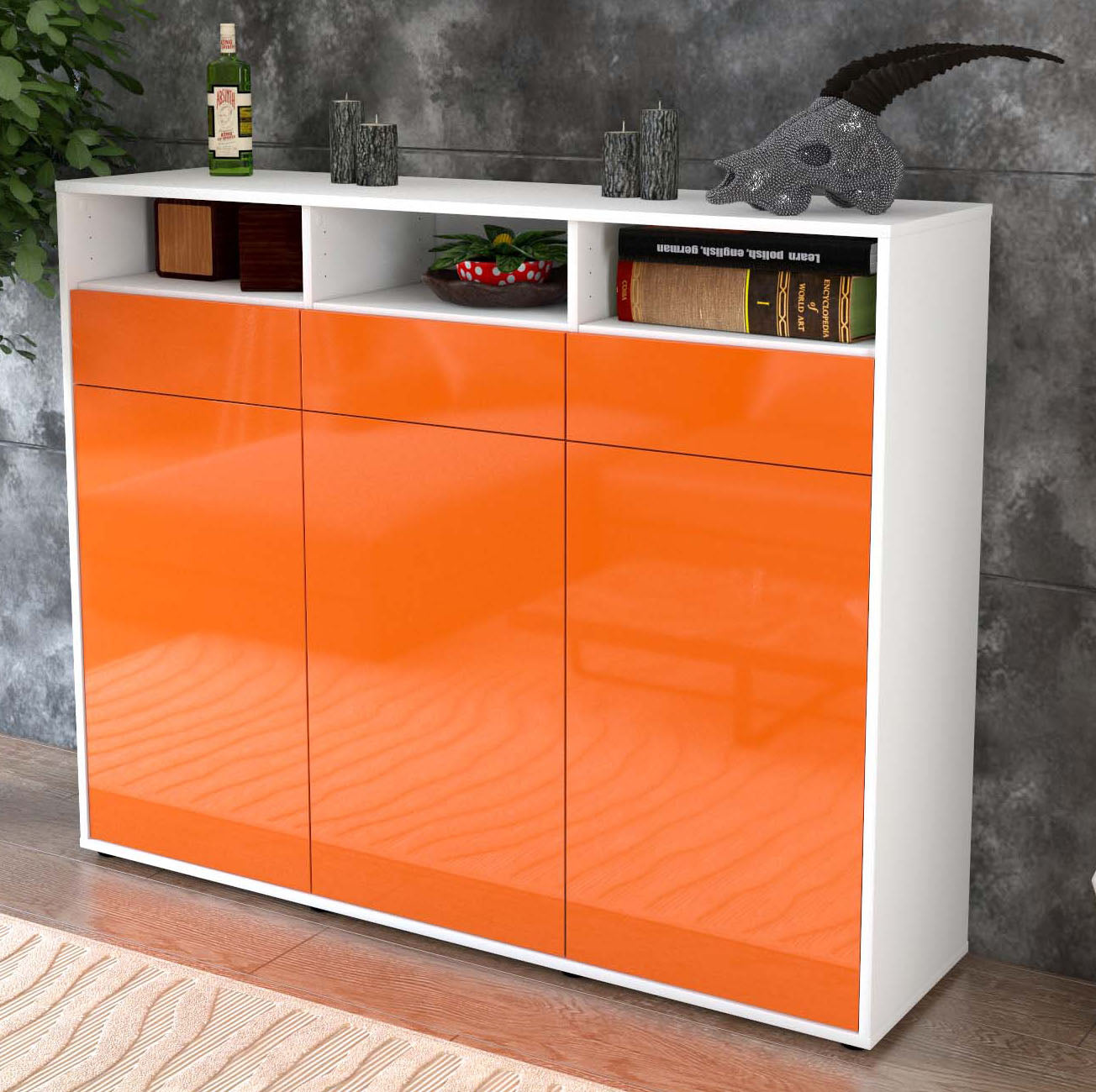 Highboard Marta, Orange Studio (136x108x35cm) - Dekati GmbH