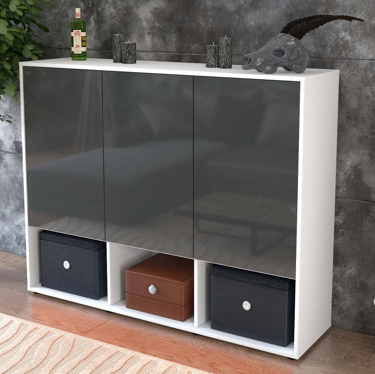 Highboard Mea, Grau Studio (136x108x35cm) - Dekati GmbH