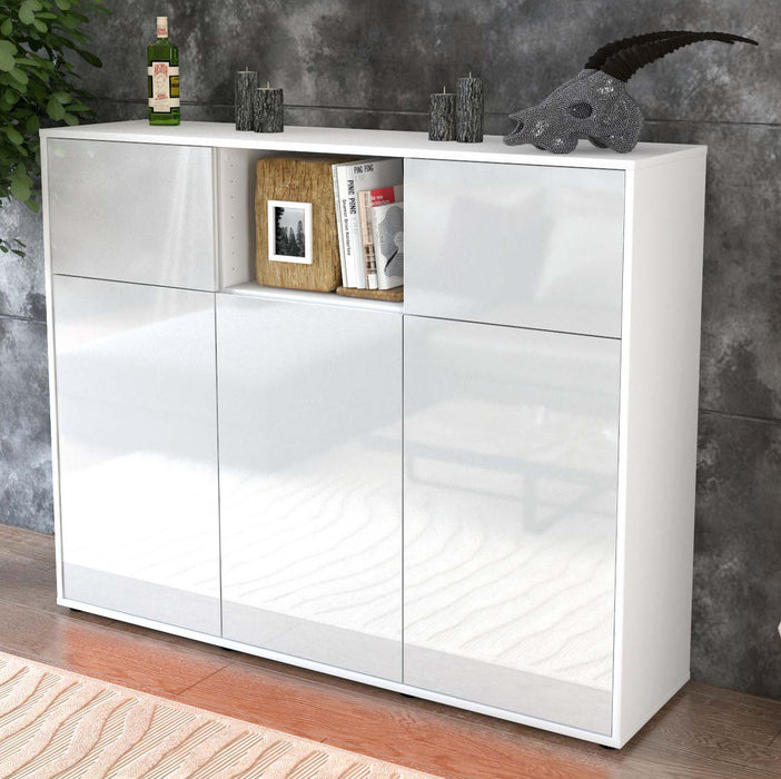 Highboard Melanie, Weiß Studio (136x108x35cm) - Dekati GmbH