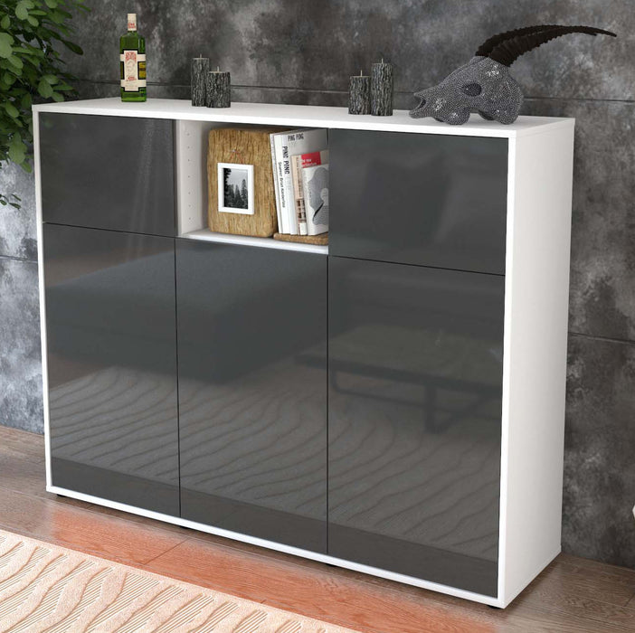 Highboard Melanie, Grau Studio (136x108x35cm) - Dekati GmbH