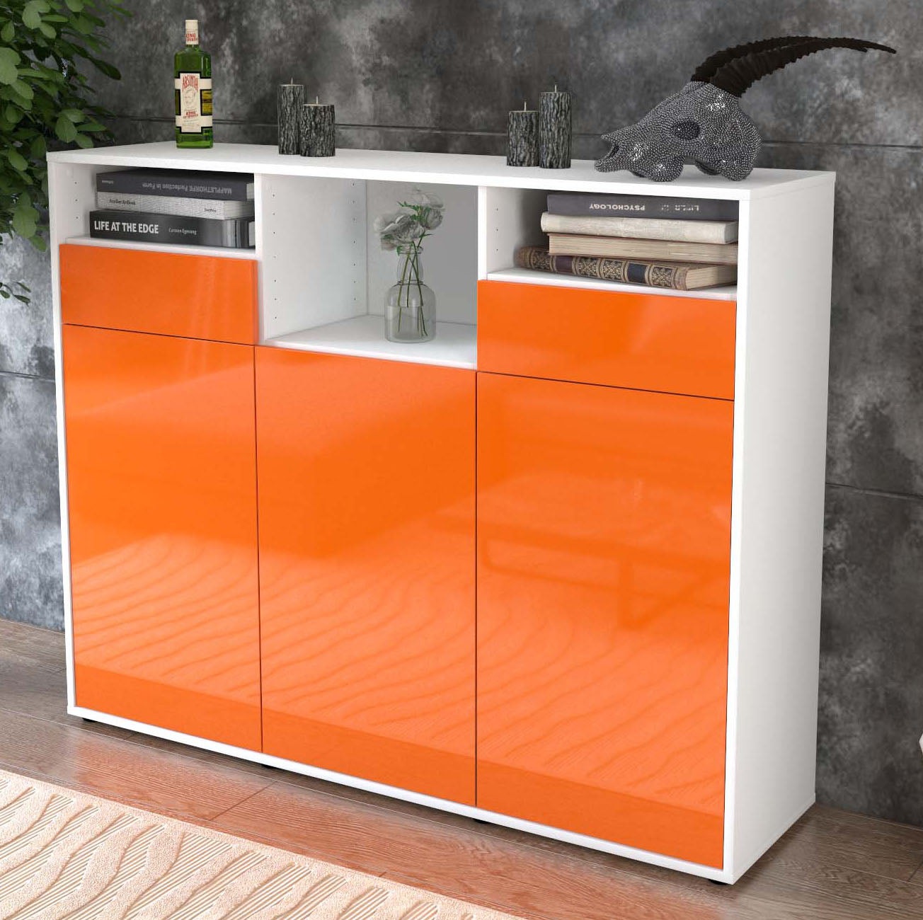 Highboard Melina, Orange Studio (136x108x35cm) - Dekati GmbH