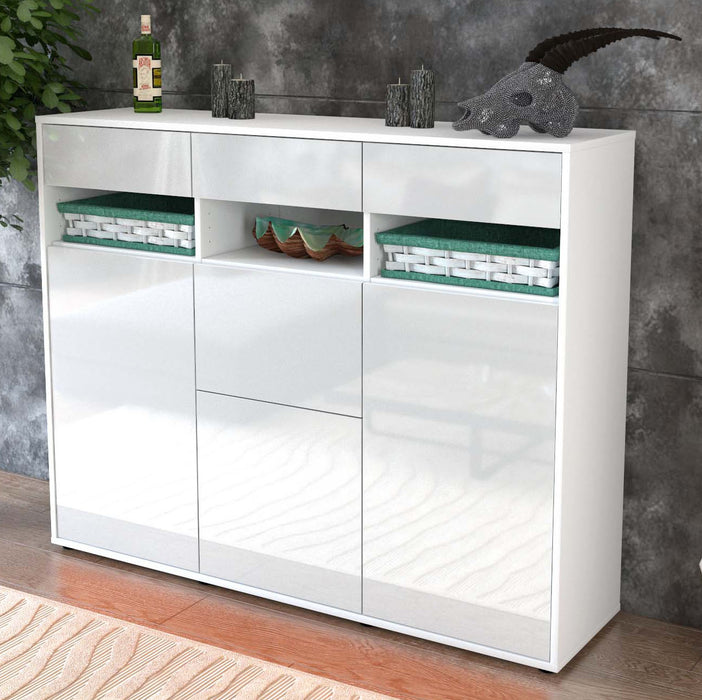 Highboard Michaela, Weiß Studio (136x108x35cm) - Dekati GmbH