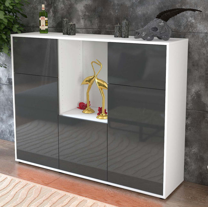 Highboard Michelle, Grau Studio (136x108x35cm) - Dekati GmbH