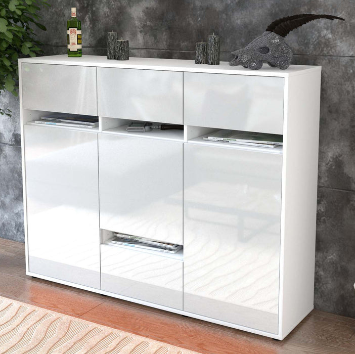 Highboard Monia, Weiß Studio (136x108x35cm) - Dekati GmbH