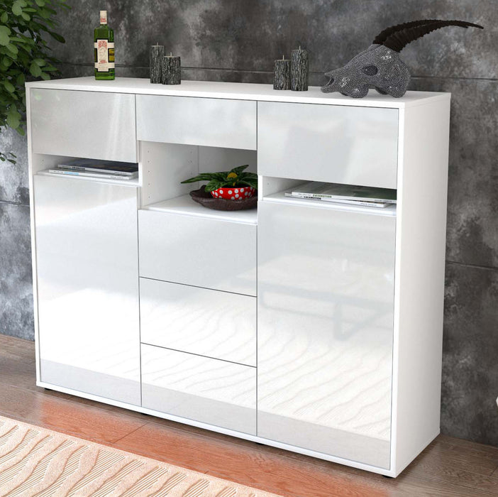 Highboard Nella, Weiß Studio (136x108x35cm) - Dekati GmbH