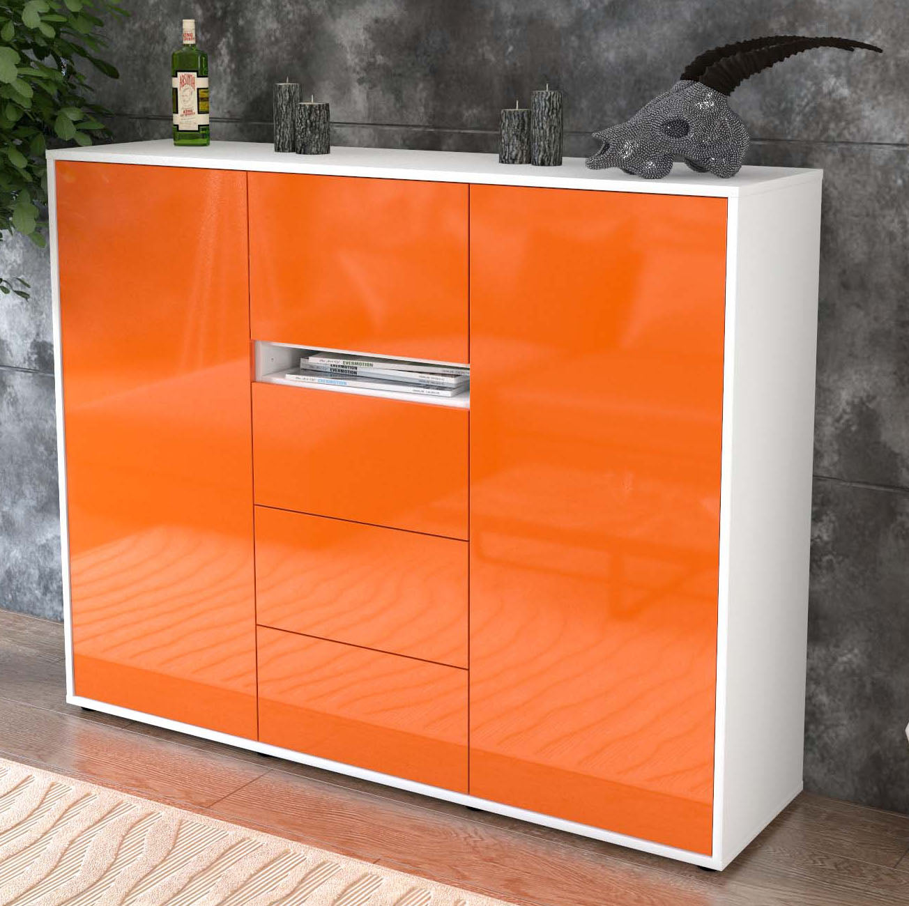 Highboard Nikola, Orange Studio (136x108x35cm) - Dekati GmbH