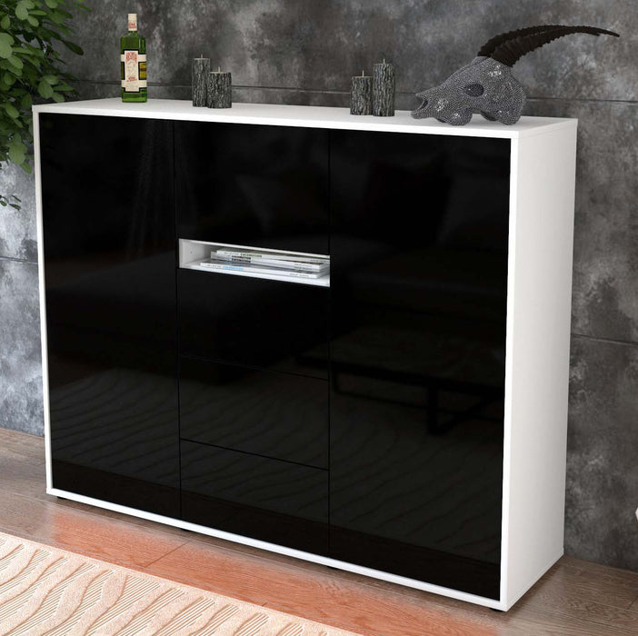 Highboard Nikola, Schwarz Studio (136x108x35cm) - Dekati GmbH