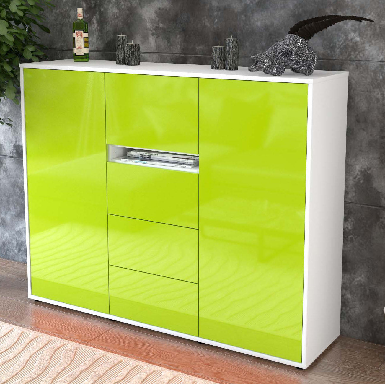 Highboard Nikola, Grün Studio (136x108x35cm) - Dekati GmbH