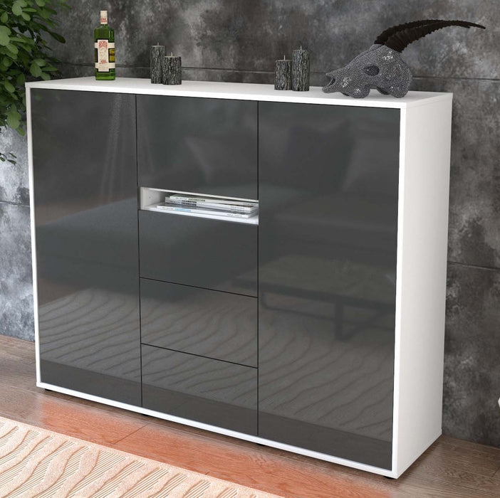 Highboard Nikola, Grau Studio (136x108x35cm) - Dekati GmbH