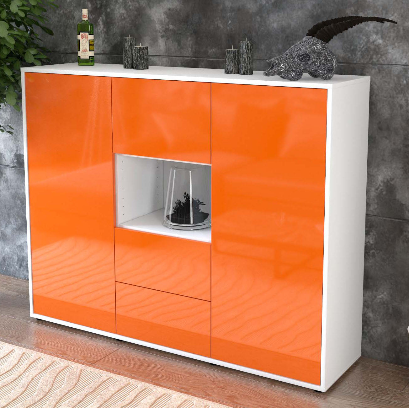 Highboard Nila, Orange Studio (136x108x35cm) - Dekati GmbH