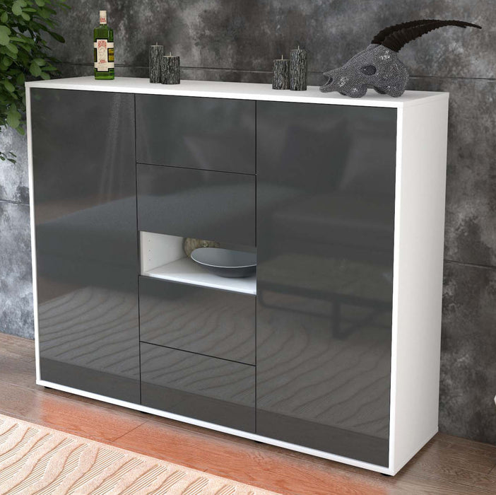 Highboard Noelia, Grau Studio (136x108x35cm) - Dekati GmbH