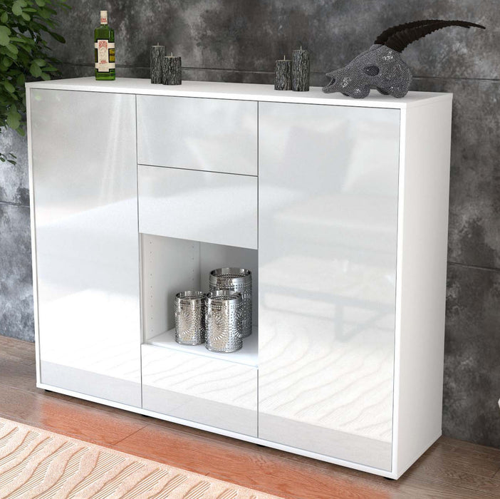 Highboard Nora, Weiß Studio (136x108x35cm) - Dekati GmbH