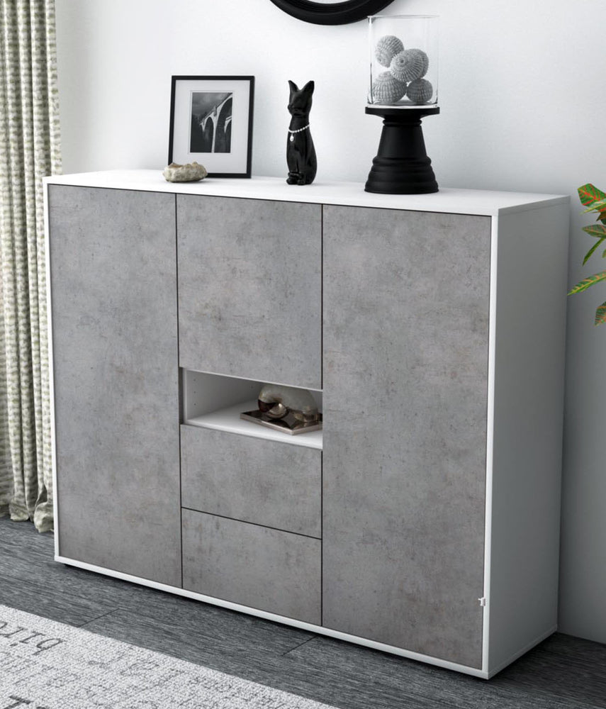 Highboard Olivia, Beton Studio (136x108x35cm) - Dekati GmbH