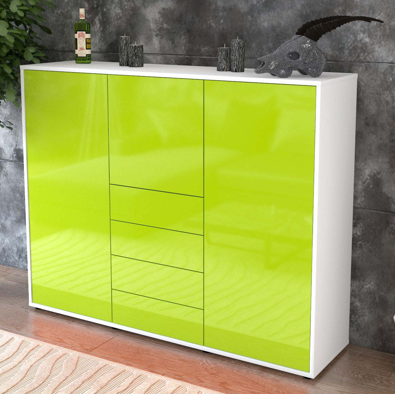 Highboard Pasquale, Grün Studio (136x108x35cm) - Dekati GmbH