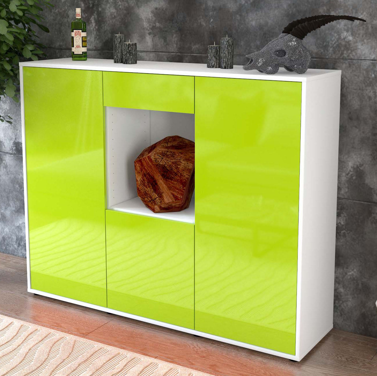 Highboard Peppina, Grün Studio (136x108x35cm) - Dekati GmbH