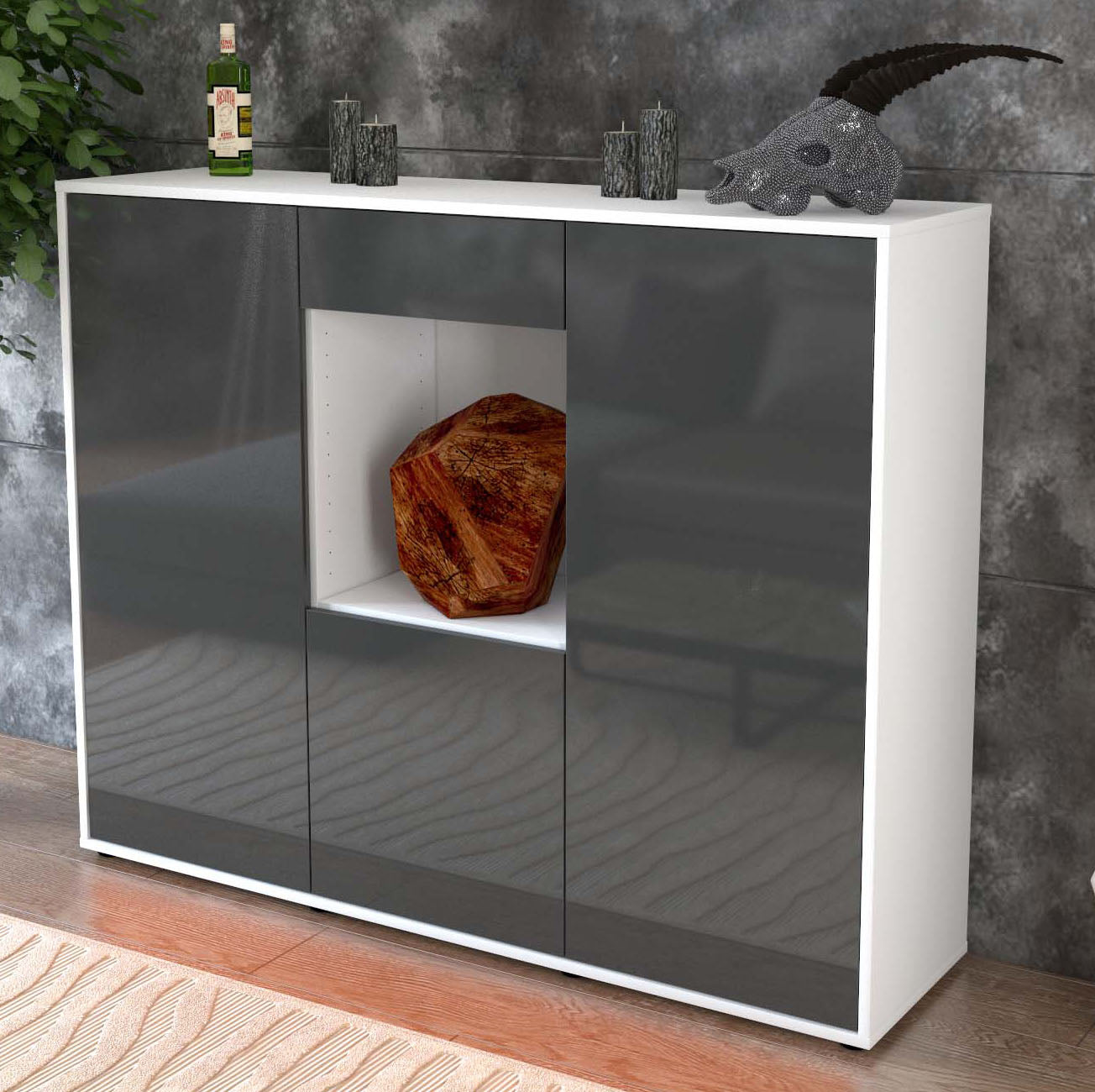 Highboard Peppina, Grau Studio (136x108x35cm) - Dekati GmbH