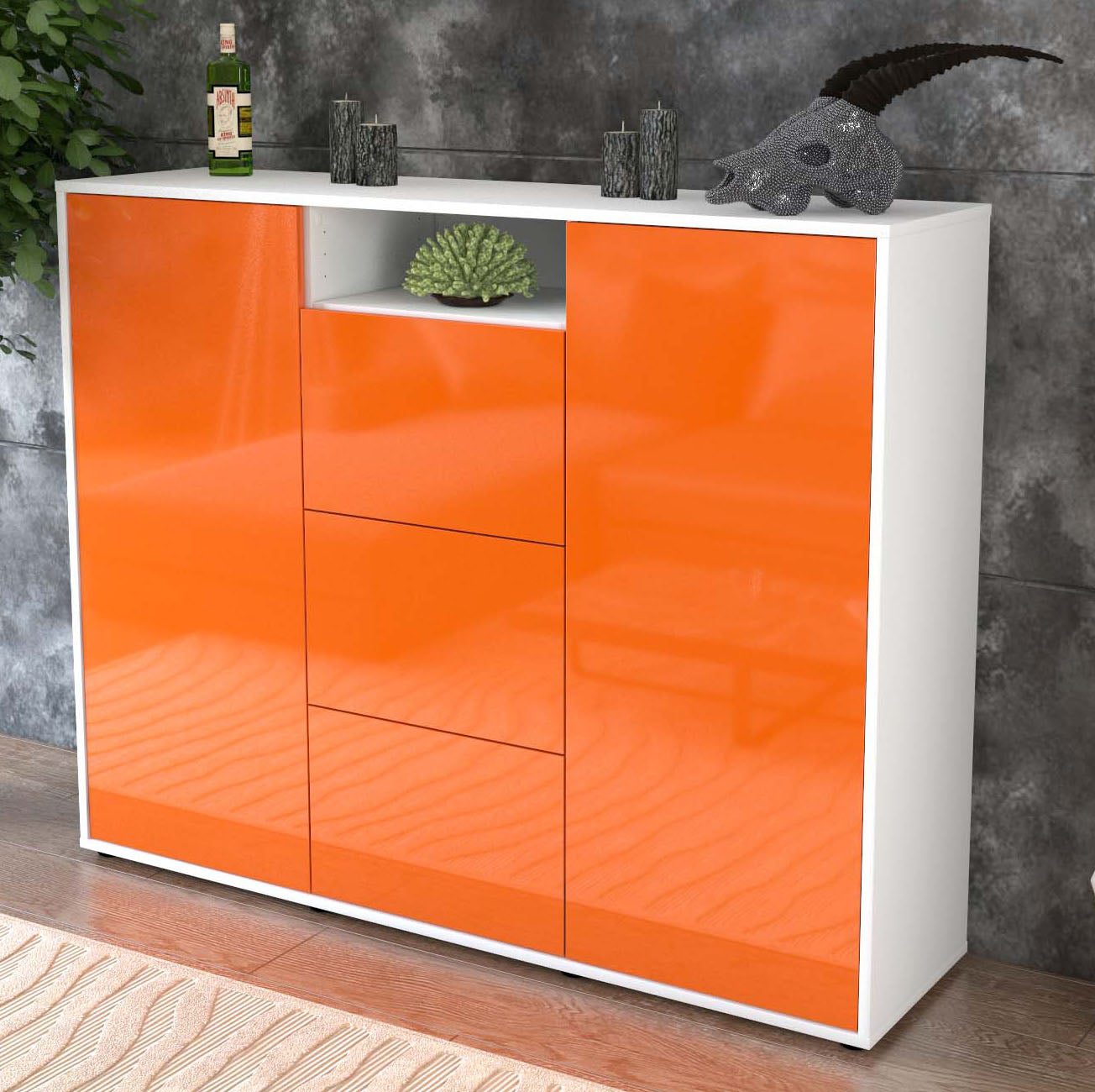 Highboard Quartilla, Orange Studio (136x108x35cm) - Dekati GmbH