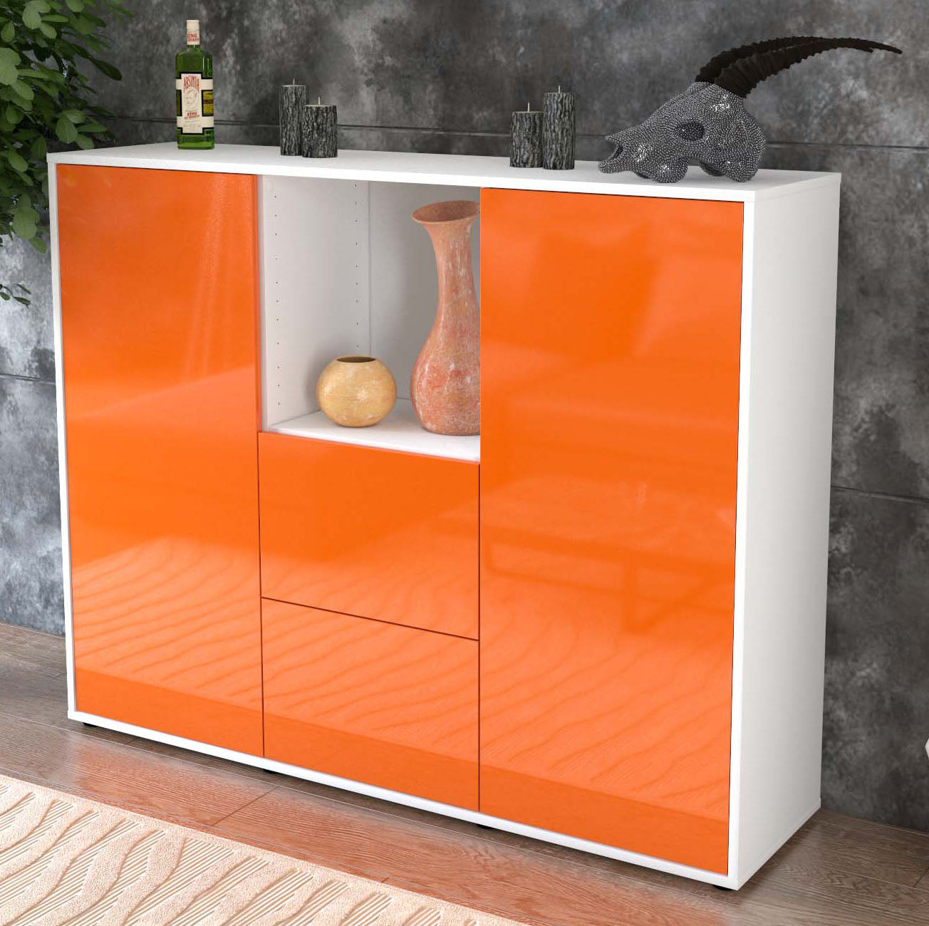 Highboard Rabea, Orange Studio (136x108x35cm) - Dekati GmbH