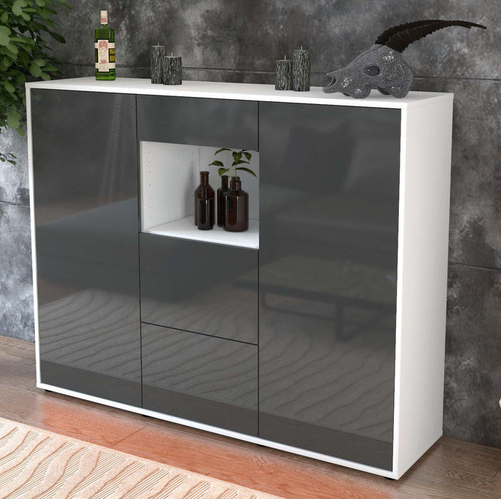 Highboard Rachelle, Grau Studio (136x108x35cm) - Dekati GmbH