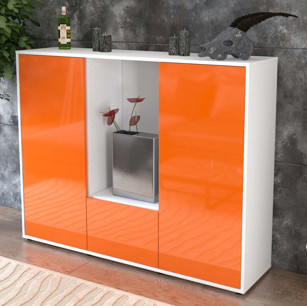 Highboard Renata, Orange Studio (136x108x35cm) - Dekati GmbH