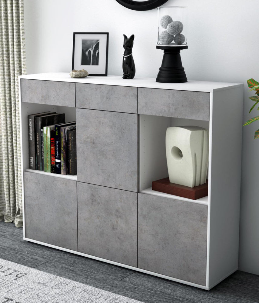 Highboard Selena, Beton Studio (136x108x35cm) - Dekati GmbH