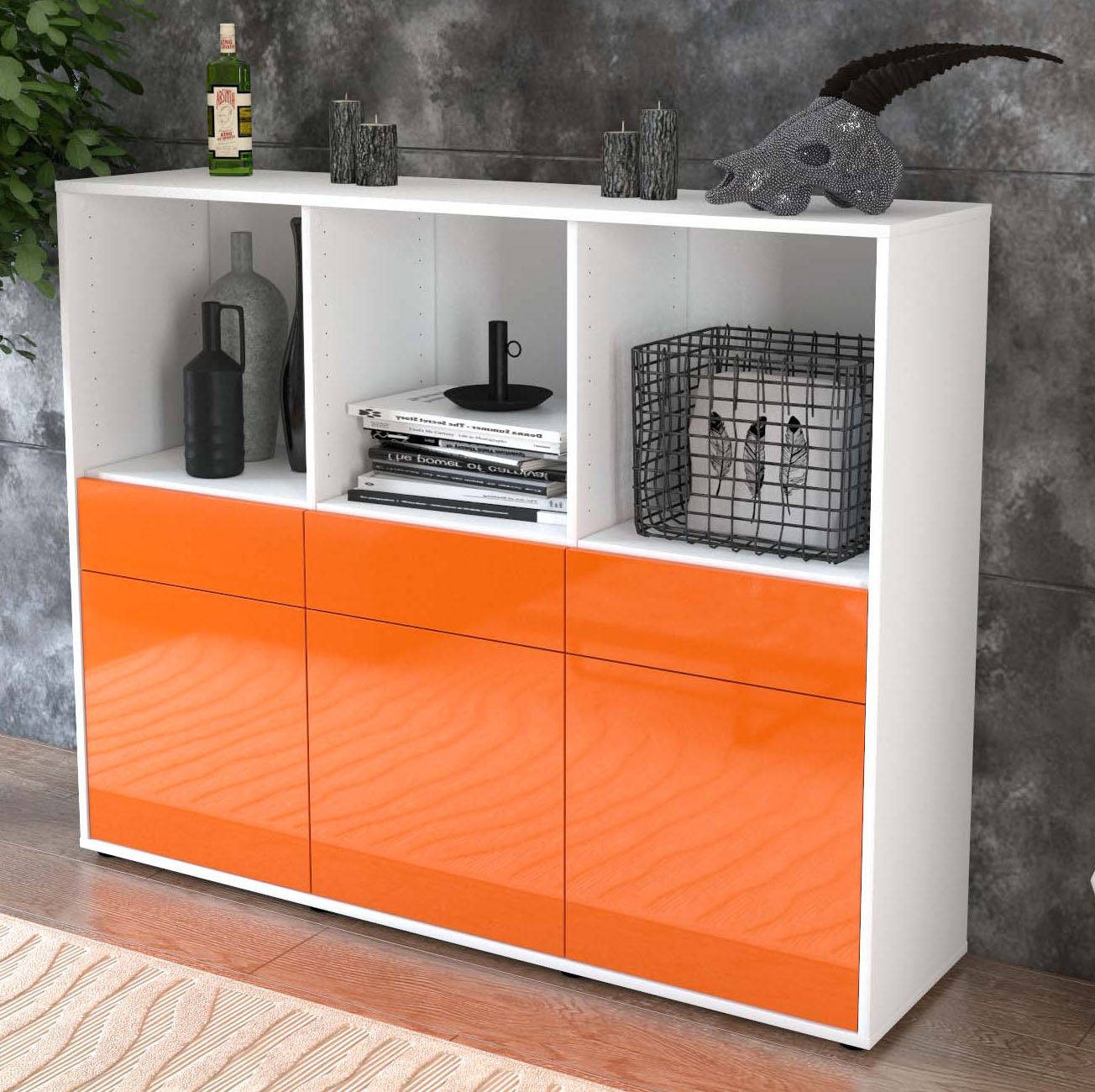 Highboard Selma, Orange Studio (136x108x35cm) - Dekati GmbH