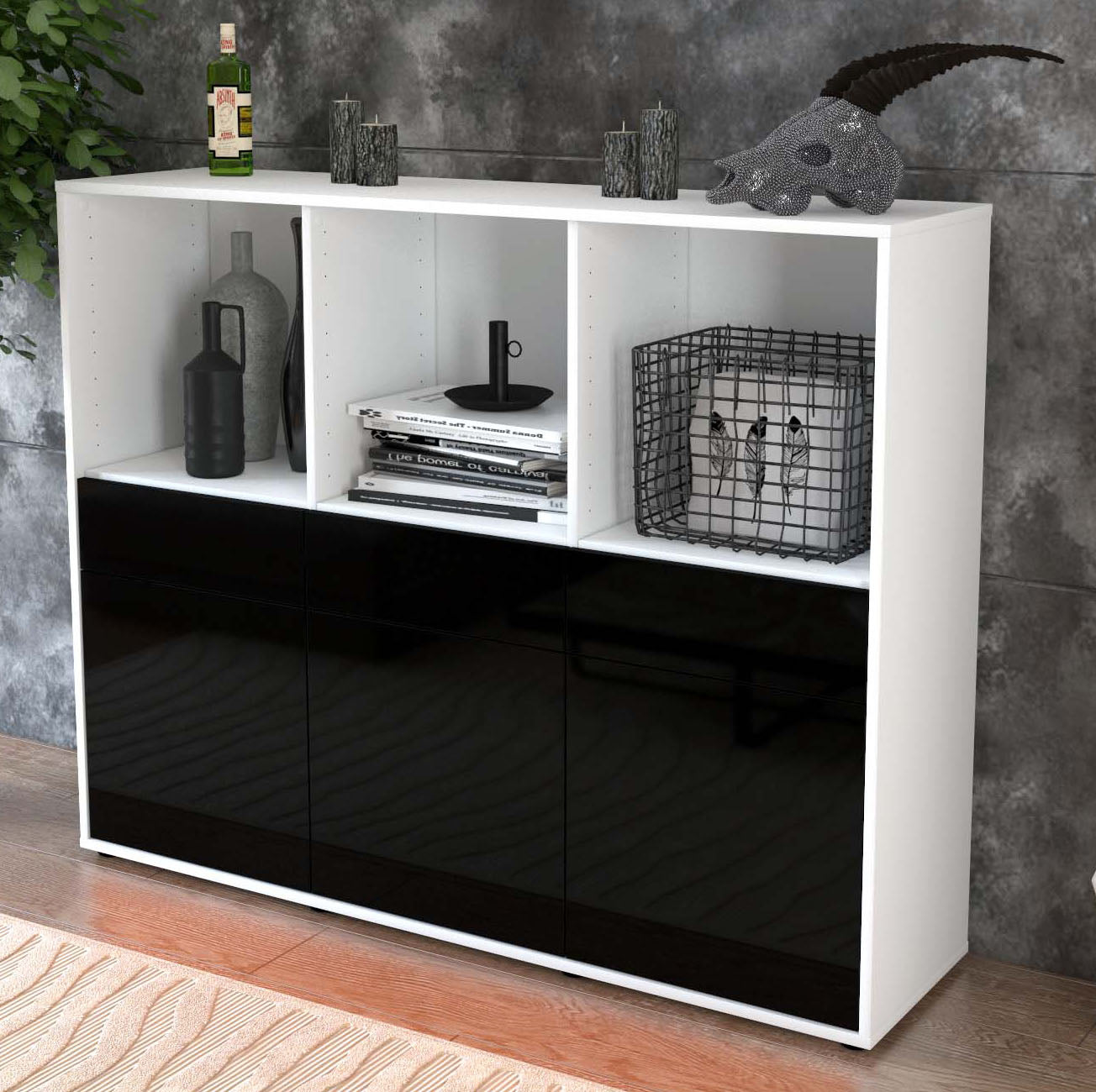 Highboard Selma, Schwarz Studio (136x108x35cm) - Dekati GmbH