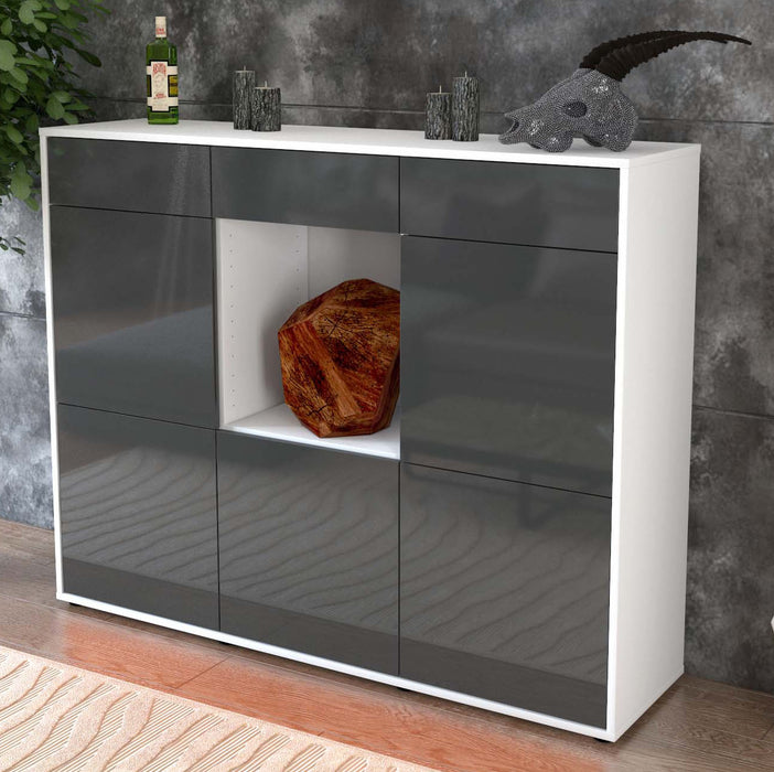 Highboard Serafina, Grau Studio (136x108x35cm) - Dekati GmbH