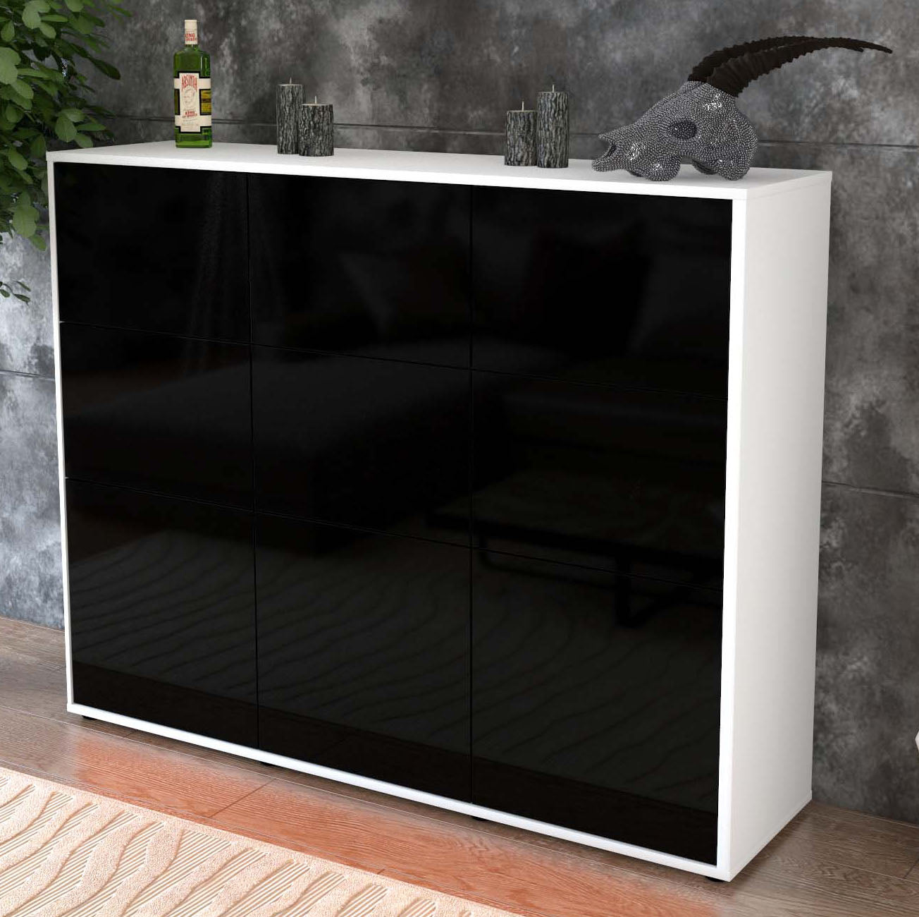 Highboard Silvana, Schwarz Studio (136x108x35cm) - Dekati GmbH