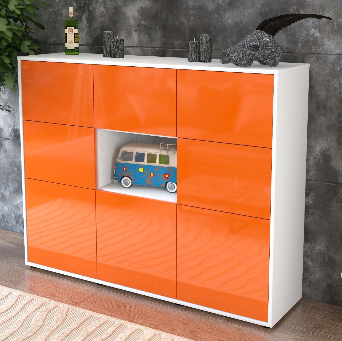 Highboard Silvia, Orange Studio (136x108x35cm) - Dekati GmbH