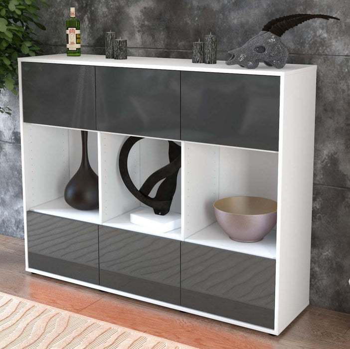 Highboard Suna, Grau Studio (136x108x35cm) - Dekati GmbH