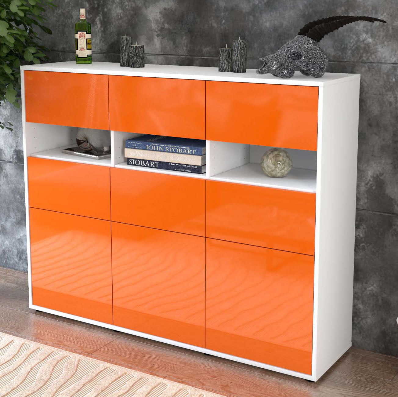 Highboard Teresa, Orange Studio (136x108x35cm) - Dekati GmbH