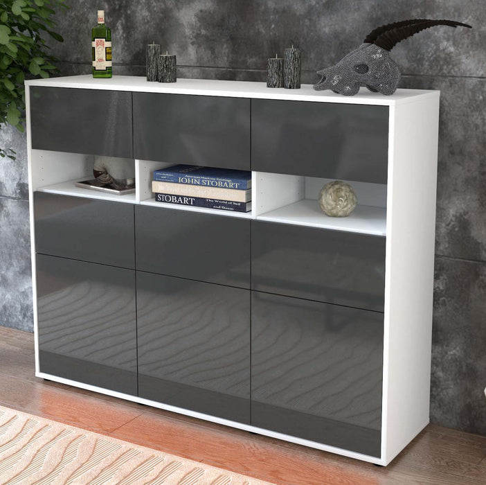 Highboard Teresa, Grau Studio (136x108x35cm) - Dekati GmbH