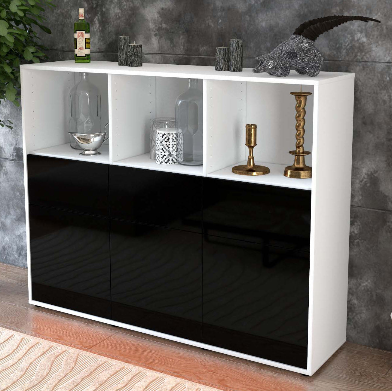 Highboard Theresia, Schwarz Studio (136x108x35cm) - Dekati GmbH