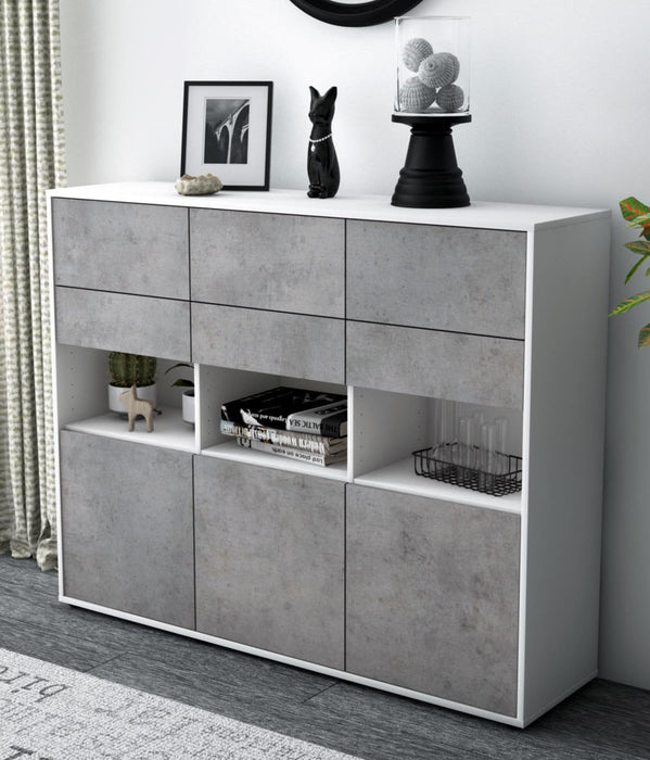 Highboard Tiziana, Beton Studio (136x108x35cm) - Dekati GmbH