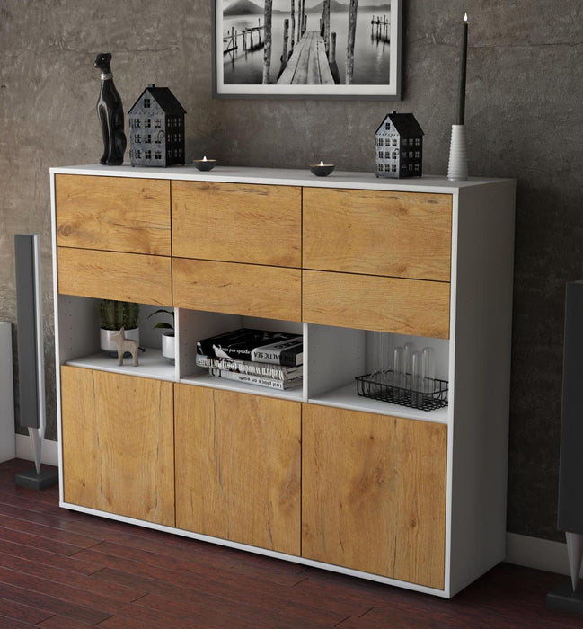 Highboard Tiziana, Eiche Studio (136x108x35cm) - Dekati GmbH