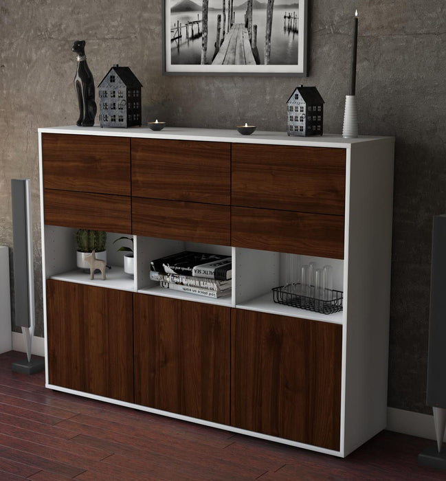 Highboard Tiziana, Walnuss Studio (136x108x35cm) - Dekati GmbH