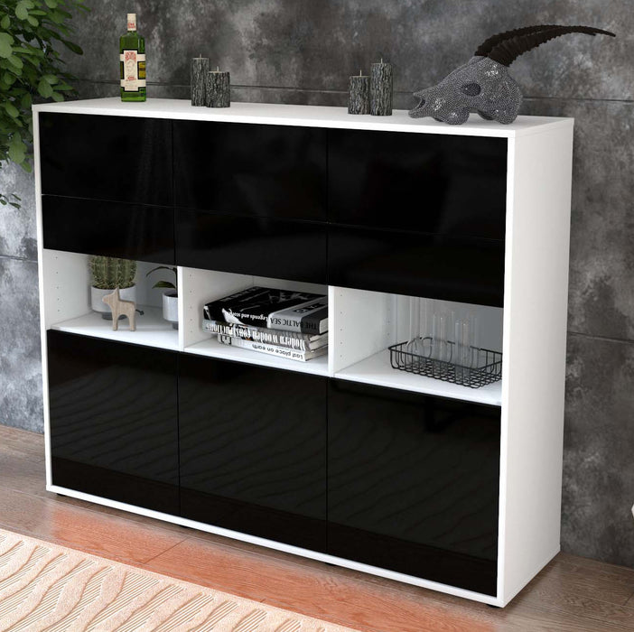 Highboard Tiziana, Schwarz Studio (136x108x35cm) - Dekati GmbH