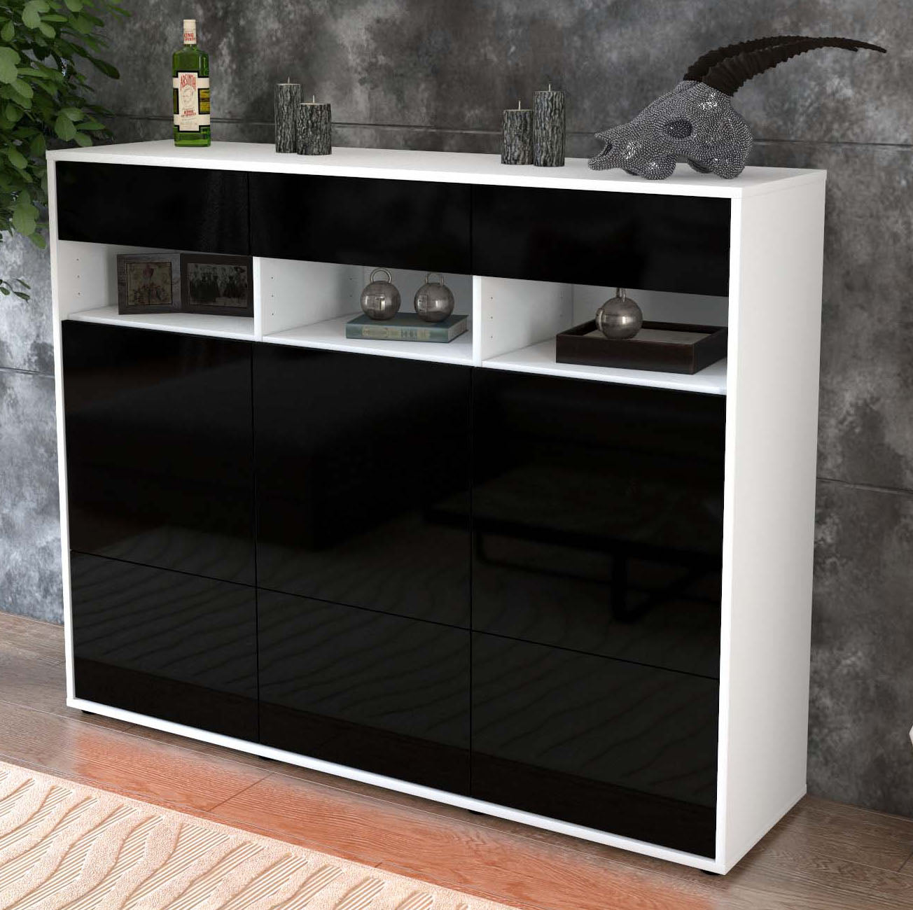 Highboard Tosca, Schwarz Studio (136x108x35cm) - Dekati GmbH