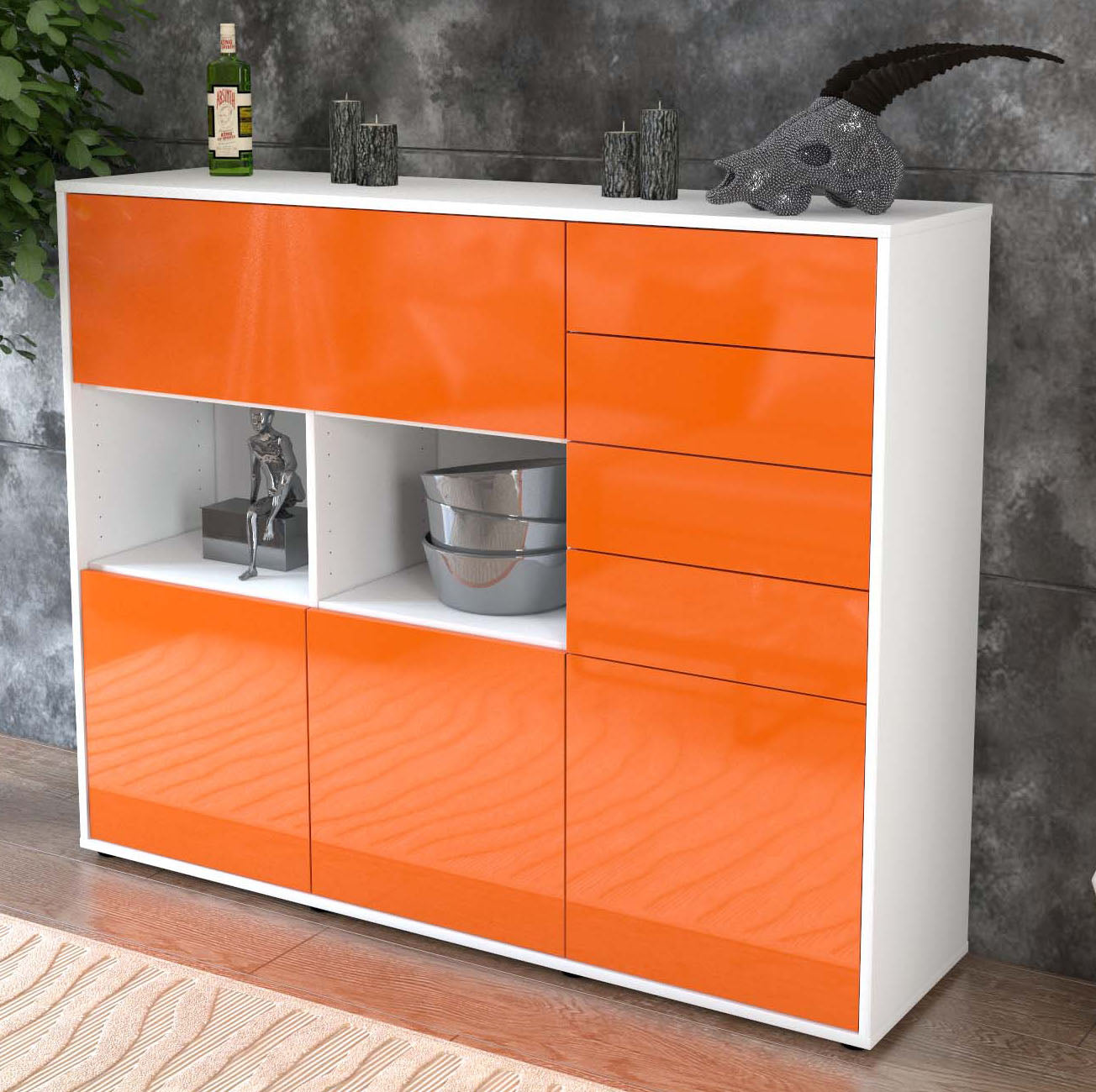 Highboard Vanda, Orange Studio (136x108x35cm) - Dekati GmbH