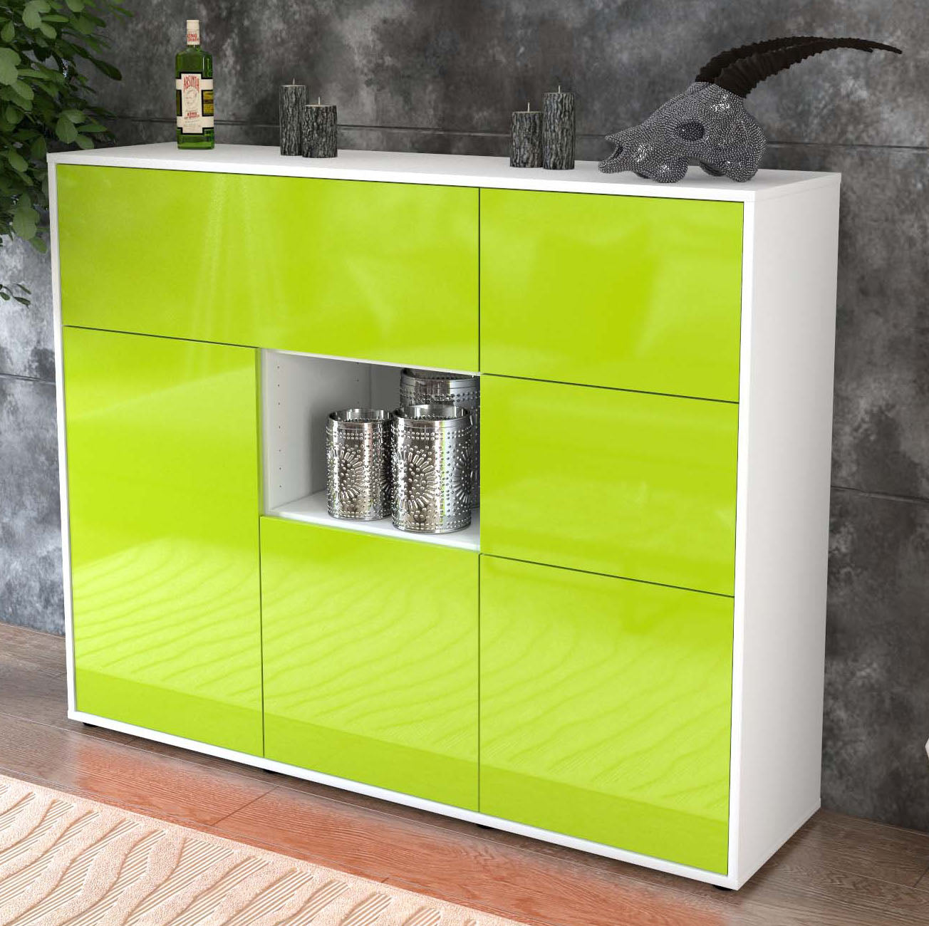 Highboard Verena, Grün Studio (136x108x35cm) - Dekati GmbH