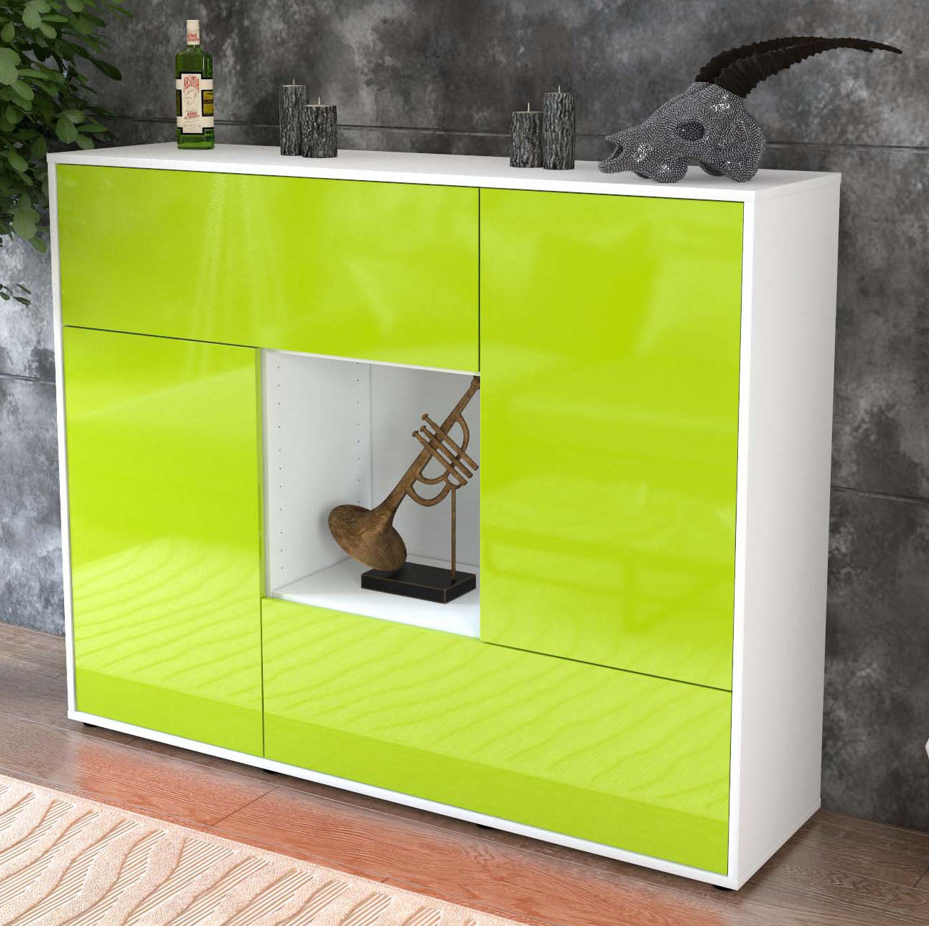 Highboard Veronica, Grün Studio (136x108x35cm) - Dekati GmbH