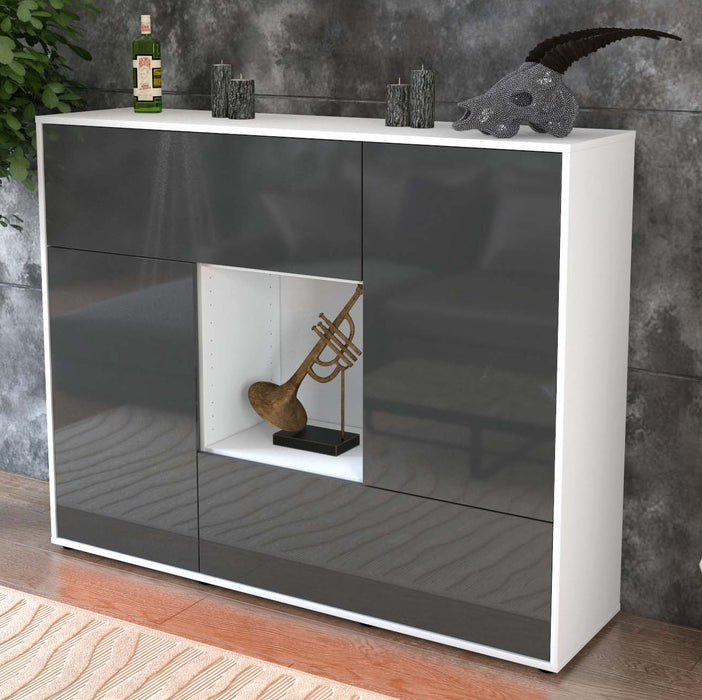 Highboard Veronica, Grau Studio (136x108x35cm) - Dekati GmbH