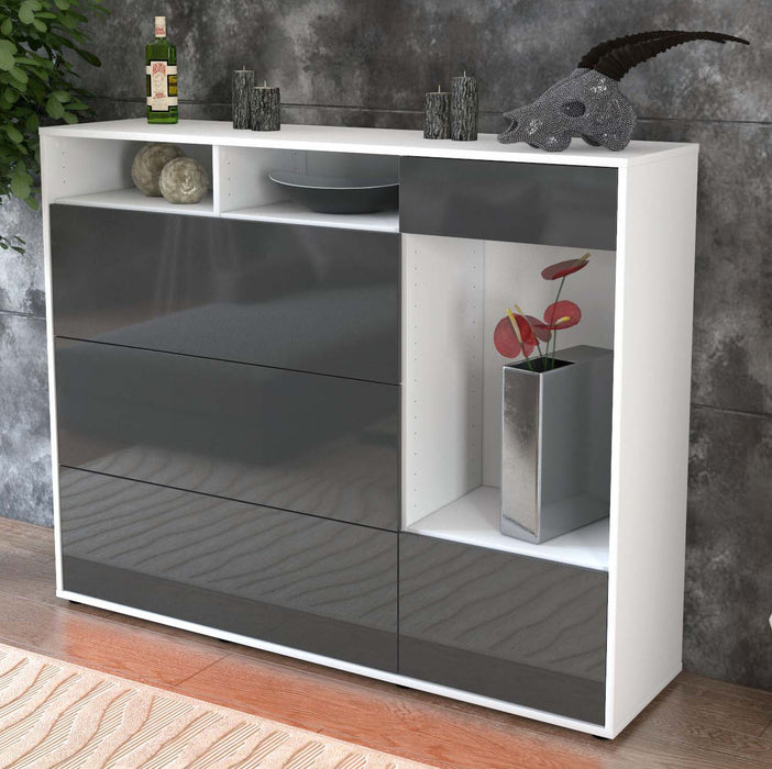 Highboard Viona, Grau Studio (136x108x35cm) - Dekati GmbH