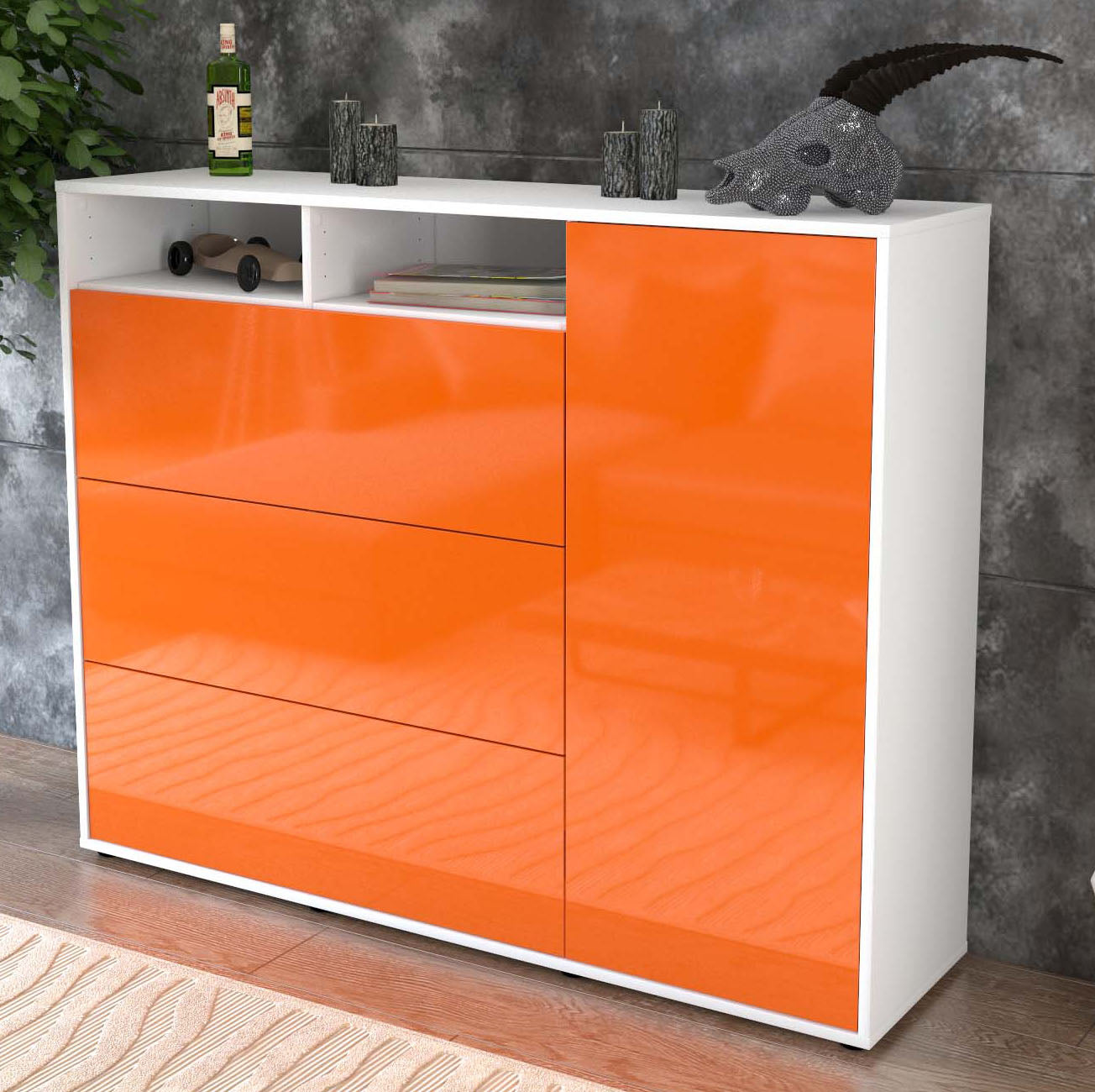 Highboard Vita, Orange Studio (136x108x35cm) - Dekati GmbH