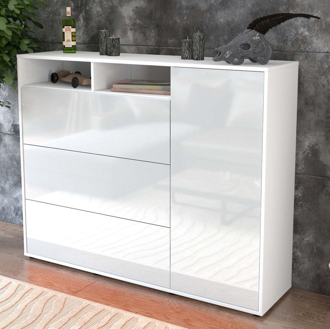 Highboard Vita, Weiß Studio (136x108x35cm) - Dekati GmbH