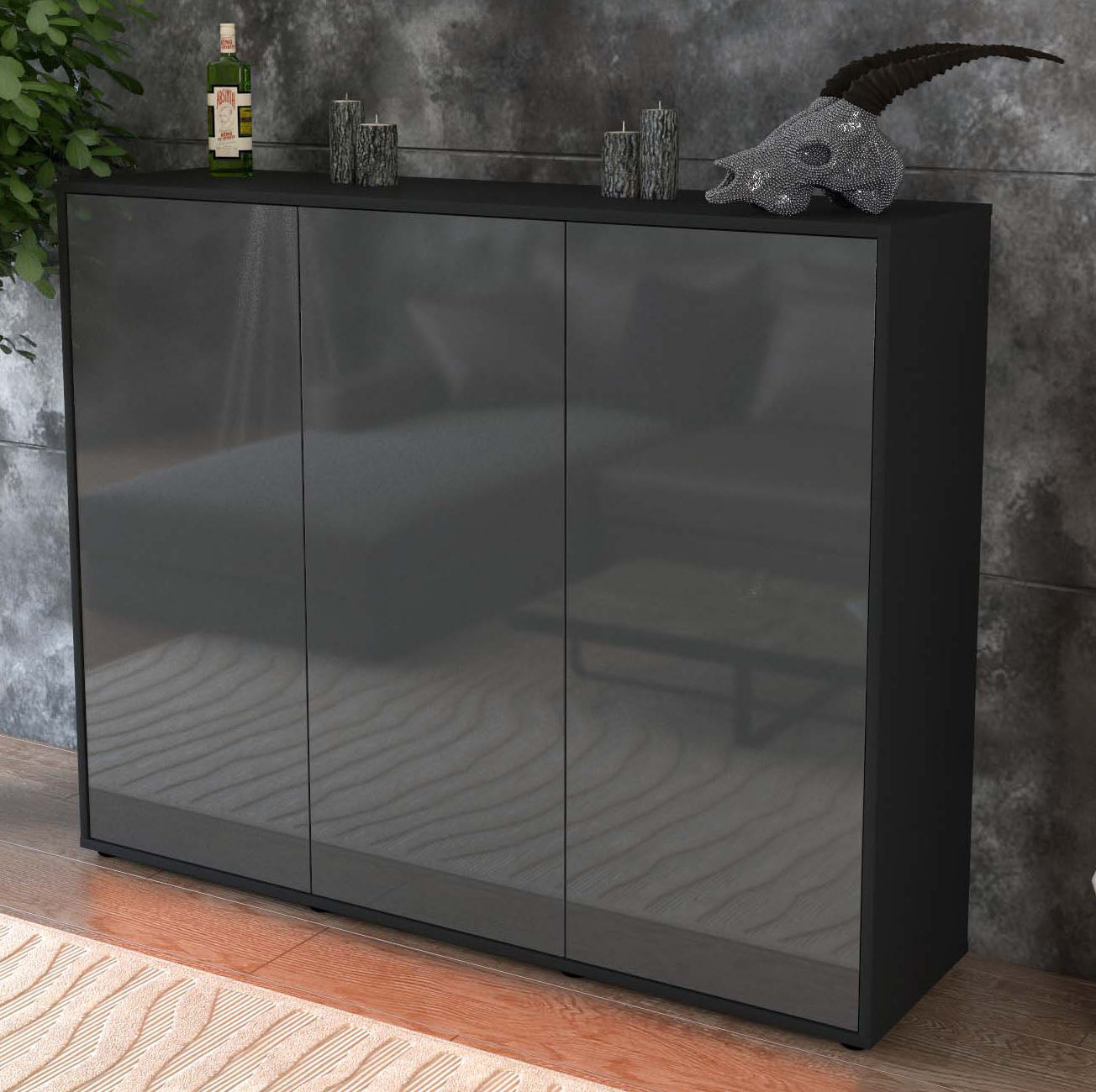 Highboard Luzia, Grau Studio (136x108x35cm) - Dekati GmbH