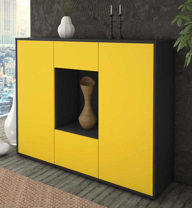 Highboard Mara, Gelb Studio (136x108x35cm) - Dekati GmbH